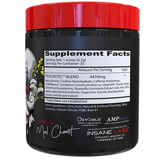 INSANE LABZ PSYCHOTIC, Suplemento Pre-Entrenamiento en Polvo con Alto Contenido de Estimulantes