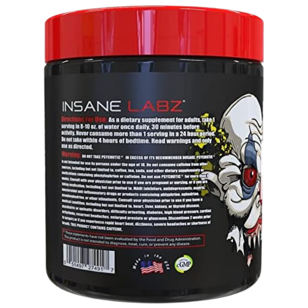 INSANE LABZ PSYCHOTIC, Suplemento Pre-Entrenamiento en Polvo con Alto Contenido de Estimulantes
