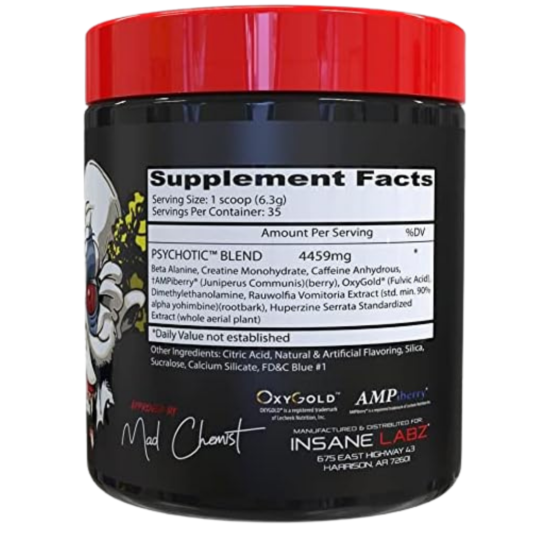 INSANE LABZ PSYCHOTIC, Suplemento Pre-Entrenamiento en Polvo con Alto Contenido de Estimulantes