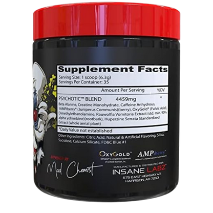 INSANE LABZ PSYCHOTIC, Suplemento Pre-Entrenamiento en Polvo con Alto Contenido de Estimulantes
