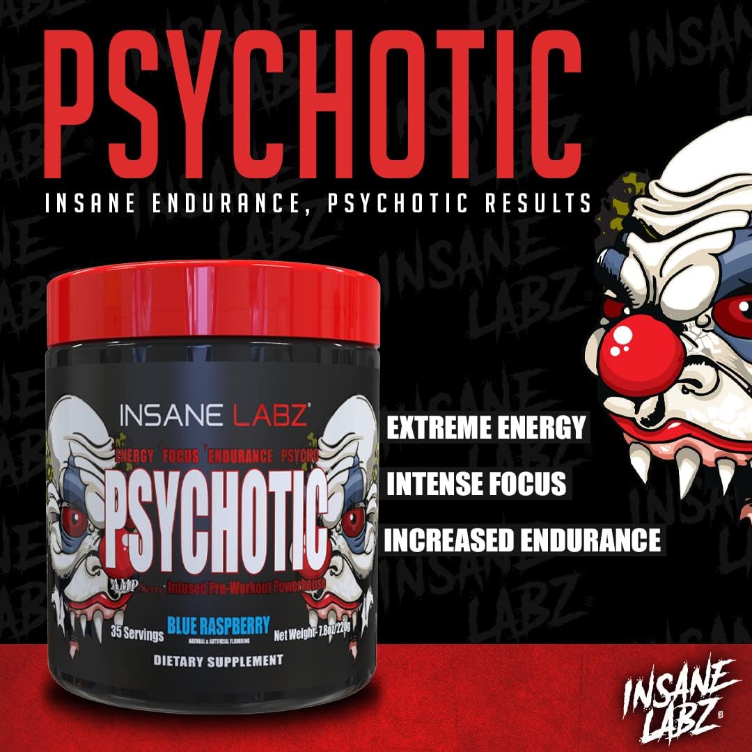 INSANE LABZ PSYCHOTIC, Suplemento Pre-Entrenamiento en Polvo con Alto Contenido de Estimulantes